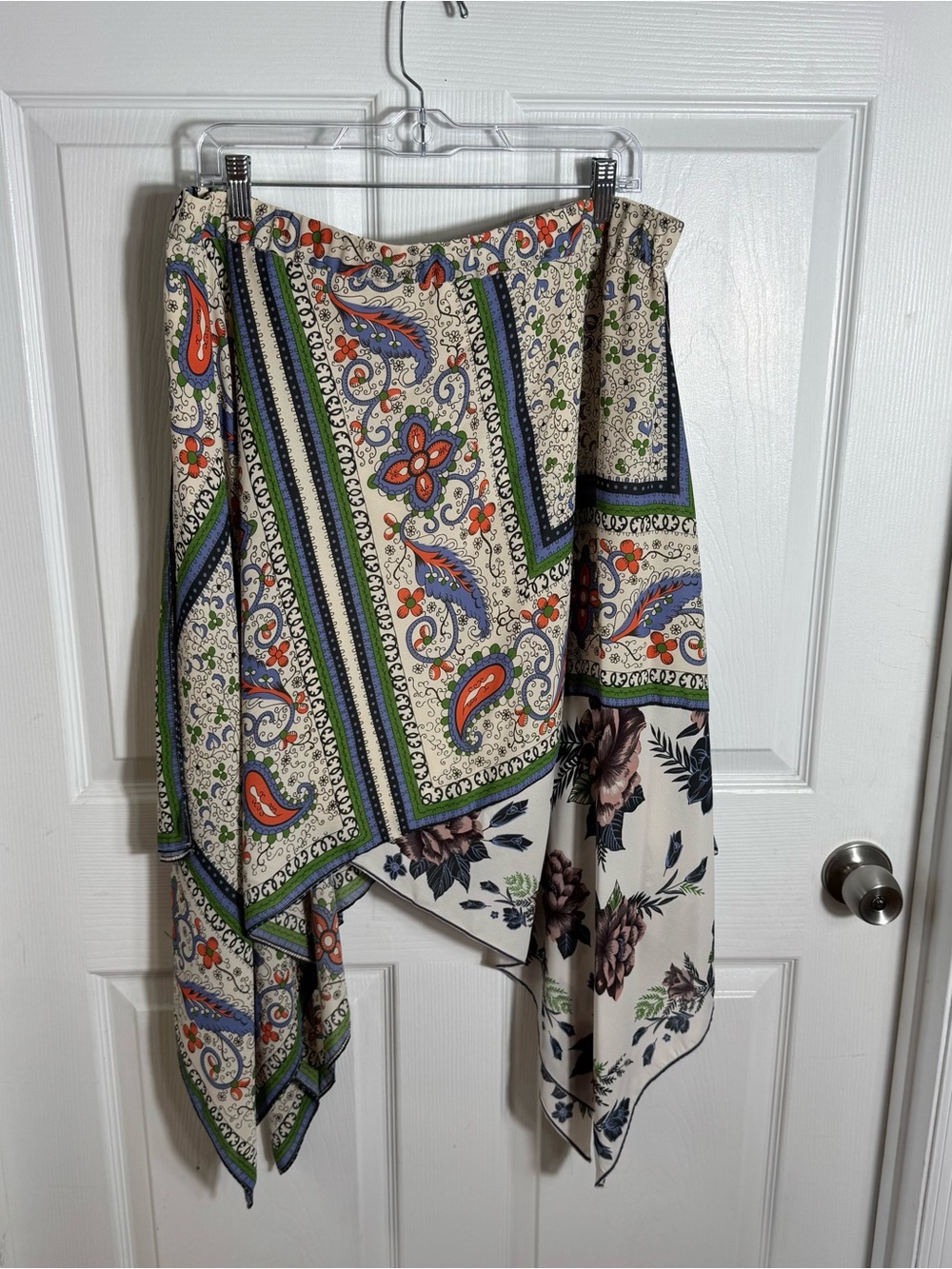 Maeve Anthropologie Scarf Print Skirt Plus Size 16 Handkerchief Hem Boho - Picture 2 of 7